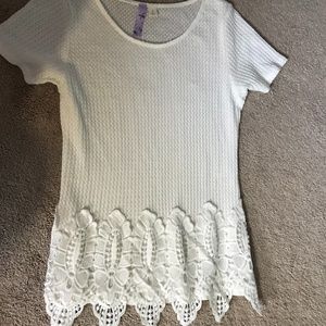 White Lace Trim Shirt